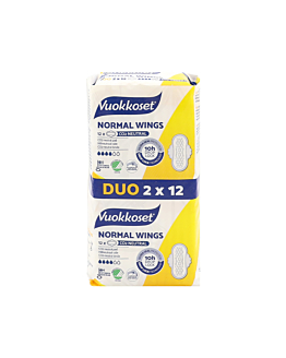 Vuokkoset Normal Wings Podpaski ze skrzydełkami, duopack (2 x 12 szt.)