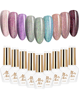 MollyNails Shocking Shine Zestaw 9 Lakierów Hybrydowych Do Paznokci 8g