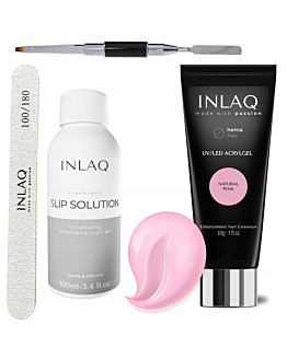 INLAQ Zestaw Startowy z Budującym Akrylożelem Natural Pink