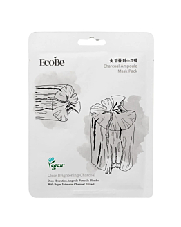 EcoBe Charcoal Ampoule Mask Pack. nawilżająco-oczyszczająca maska w płachcie z aktywnym węglem, 25ml