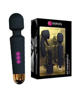 Marc Dorcel Kit Wanderful zestaw masażer różdżka + dwie nakładane końcówki