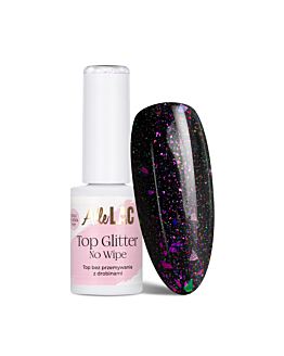AlleLac Top Hybrydowy Glitter No Wipe Bez Przemywania Aurora Z Drobinkami Kawałkami 7g