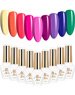 MollyNails Power Flower Zestaw 9 Lakierów Hybrydowych Do Paznokci 8g