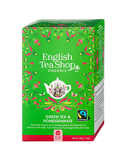 English Tea Shop Green Tea Pomegranate, herbata bio 20 saszetek