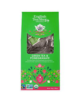 English Tea Shop Green Tea & Pomegranate, herbata liściasta bio 15 piramidek