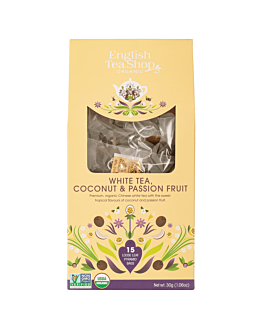 English Tea Shop White Tea Coconut & Passion Fruit, herbata liściasta bio 15 piramidek