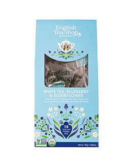 English Tea Shop White Tea Blueberry & Elder Flower, herbata liściasta bio 15 piramidek