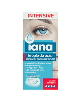 Iana Intensive, Krople do oczu intensywnie nawilżające, 0,3% hialuronianu sodu