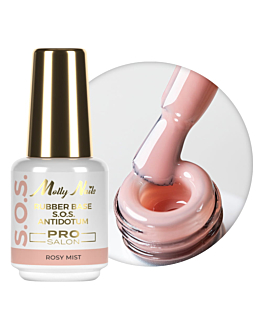 MollyNails S.O.S Antidotum Pro Salon Baza Kauczukowa Elastyczna Rosy Mist 15 g