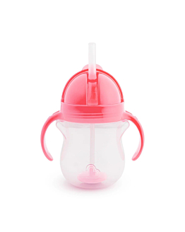 Munchkin Kubek niekapek ze słomką, różowy, 207 ml