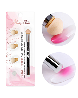 MollyNails Pędzel Dwustronny Gąbka Do Ombre I Zdobień Nail Art Czarny
