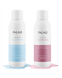 INLAQ Odtłuszczacz do Paznokci, 500 ml + Aceton Kosmetyczny, 500 ml