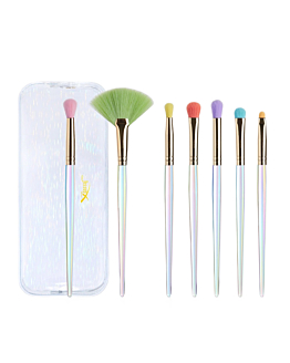 JESSUP Colorful Makeup Brushes zestaw kolorowych pędzli do makijażu w kosmetyczce T318 7szt.
