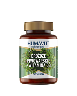 Humavit Drożdże piwowarskie + D3, 250 tabletek