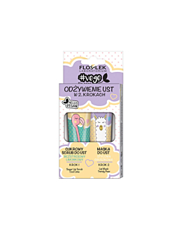 Floslek Vege Lip Care zestaw odżywienie ust w 2 krokach cukrowy scrub bezstresowy limonkowy + maska do ust stylowa gruszkowa 2x14g