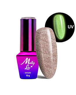 MollyLac Night Glowing Lakier Hybrydowy UV LED Kocie Oko Świecący w Ciemności Nr 670 Suede 10 g