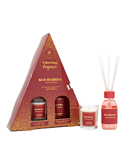 La Casa de los Aromas Glowing Elegance zestaw patyczki zapachowe Czerwone Owoce, 95ml + świeca zapachowa Czerwone Owoce, 120g