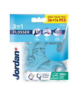 Jordan Filo Interdentale e Scovolino Flosser 3 in 1 36 pz