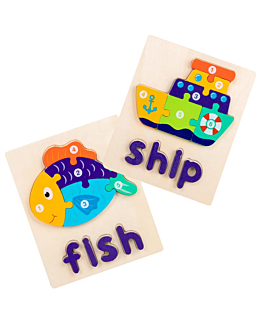 Habarri Puzzle drewniane - Ryba i Statek - Fish &  Ship