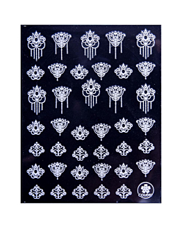 Allepaznokcie Naklejki Do Paznokci Cienkie Samoprzylepne Wzory Ornamenty CB-174 Białe