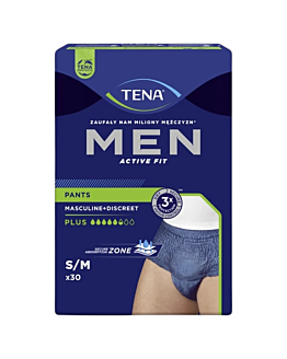 Tena Men Active Fit Pants Plus, Pannoloni per Uomo, Taglia Small/Medium 30 pz