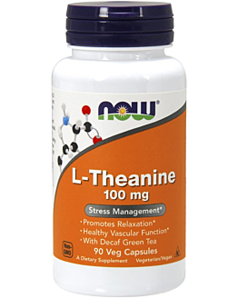 Now Foods L-theanine 100 mg with Decaf green tea, kapsułki 90 szt.