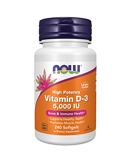 Now Foods Witamina D-3 High Potency Kapsułki, 240 sztuk