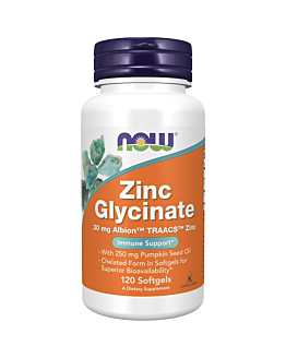 Now Foods Zinc Glycinate 30 mg Kapsułki, 120 sztuk