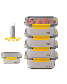 PIKA MetalShock zestaw metalowych pojemników próżniowych 4x 1780 ml + 800 ml + pompka