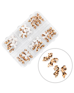 MollyNails Kasetka Z Ozdobami Kokardki 3D Panterka 45 szt