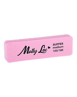 MollyLac Polerka Dwustronna Buffer Mini Szeroka Medium 100/180 Różowa 5 szt