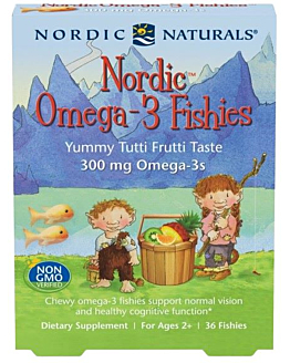 Nordic Naturals Nordic Omega 3 Fishies 300 mg Yummy Tutti Frutti Taste Żelki, 36 szt.