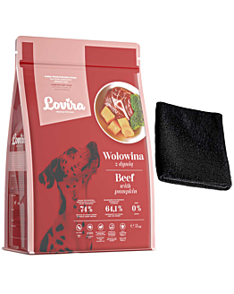 Lovira Karma Sucha Wołowina 3 kg + MIkrofibra do łapek Psów