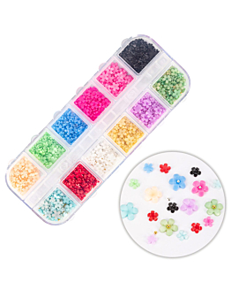 MollyNails Kasetka Z Ozdobami Akrylowe Kwiatki Mix Kolorów Nr 1 300 szt