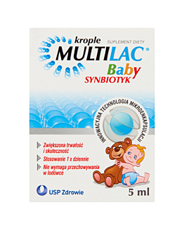 Multilac Baby, Krople dla dzieci od 2. miesiąca życia, Synbiotyk (probiotyk + prebiotyk)