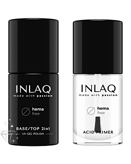 INLAQ Baza / Top 2w1 do Lakierów Hybrydowych, 6 ml + Kwasowy Primer, 7 ml