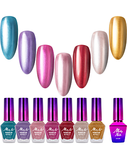 MollyLac 7x10 g Lakier Klasyczny Efekt Mirror Chrome Metallic Lustrzany + Top v2