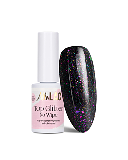 AlleLac Top Hybrydowy Glitter No Wipe Bez Przemywania Sparkle Z Kawałkami Drobinkami Brokatem 7g