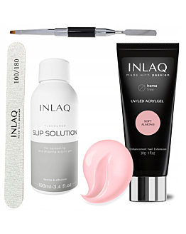 INLAQ Zestaw Startowy z Budującym Akrylożelem Soft Almond
