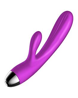 B-Series Fox Silicone Vibrator and Pulsator wibrujący i pulsujący wibrator królik z funkcją grzania Purple