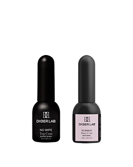 Didier Lab Zestaw: Kamuflująca baza kauczukowa Rubber Base Natural + Top Coat No Wipe Super Shiny