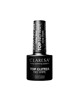Claresa Top Glitter No Wipe top hybrydowy z brokatowym pyłem Glitter Silver, 5g