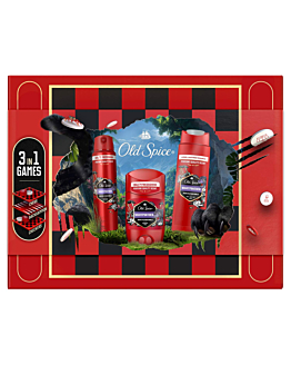 Old Spice zestaw Night Panther: Deo stick 50 ml + Deo spray 150 ml + Żel pod prysznic 250 ml + 3 Gry
