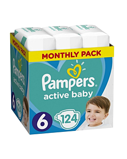 Pampers Active Baby Pieluchy (6) Extra Large, 124 szt.