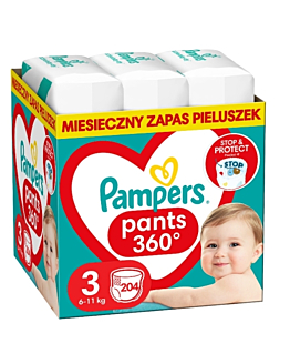 Pampers Pants Pieluchomajtki, Rozmiar (3), 204 szt.