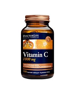 Doctor Life Vitamin C 1000 mg z dziką różą bioflawonoidy 100 kapsułek