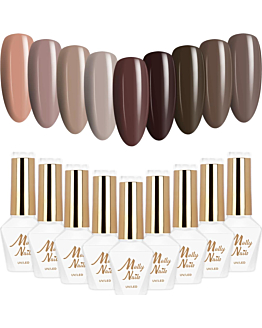 MollyNails Choco Dreams Zestaw 9 Lakierów Hybrydowych Do Paznokci 8g