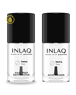 INLAQ Kwasowy Primer do Paznokci, 7 ml + Odtłuszczacz do Paznokci, 7 ml