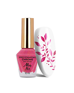 MollyNails PRO Stamping Chrome Lakier Do Stempli Rose Pink 10 ml