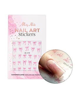 MollyNails Naklejki Do Paznokci 5D Samoprzylepne Kokardki Różowe SD-2159